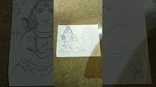 omkar art drawing of ganesh, parvati and shankar together drawing please subscribe🙏🙏