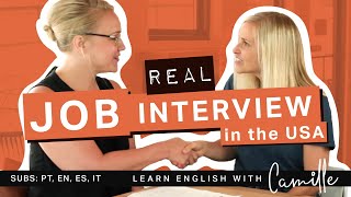 Mock JOB INTERVIEW with ACTUAL job Recruiter - Jobs in USA - Learn English with Camille