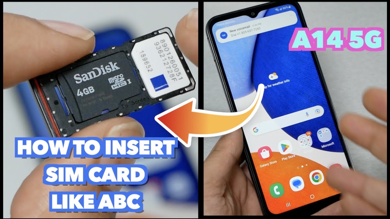 Samsung Galaxy A14 5G How To Insert SIM/SD Cards Like Abc - YouTube