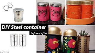 Steel container makeover/kitchen organiser DIY