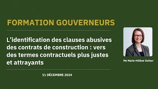 Formation | L’identification des clauses abusives des contrats de construction