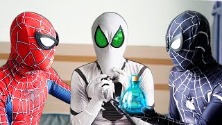 TEAM SPIDER-MAN vs BAD GUY TEAM | WHITE HERO is NOT GOOD , SAVE HIM ! ( Live Action )