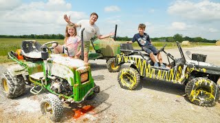 Making Our Real Tractor and Kids Tractor SUPER dirty | Tractors for kids