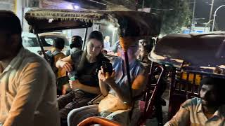 Nighttime Riding Rickshaws in Old Delhi