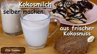 Wie Kokosmilch selber machen aus frischer Kokosnuss | Vegane Milch günstig herstellen Kokosmakronen