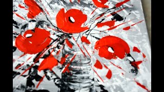 Red Poppies STEP by STEP Acrylic Painting/abstract painting/ABSTRACT ART PAINTING