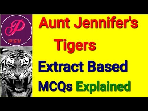 Extract Based MCQs Aunt Jennifer's Tigers Class12|16 Important Extract ...