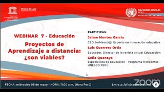 Webinar N°7: Proyectos de aprendizaje a distancia, ¿son viables?