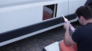 Self build camper toilet access door installation