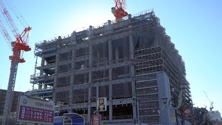 高さ147ｍ 中野二丁目地区第一種市街地再開発事業の建設状況（2022年2月27日）