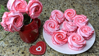 Strawberry Meringue Roses With Strawberry Chocolate Ganache!