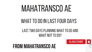 MAHATRANSCO AE EXAM| 29 DEC| LAST 2 days | what to do??| what not to do?