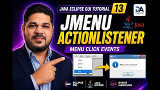 Java Swing Tutorial #13 | Add ActionListener to JMenu (Menu Click Events in Eclipse)Option 2