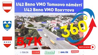 Stavba Brno I/42 - VMO Tomkovo náměstí - Rokytova; 360° video 1:1, 5,7K; První den provozu 18.8.2024