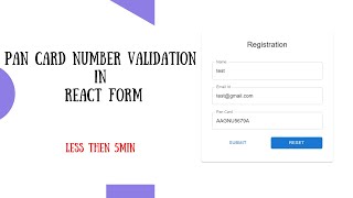 Pan Card Number Validation in React Form