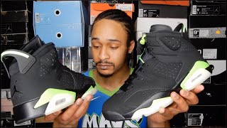 Jordan Electric Green 6 Review + On Foot Footage. Do They Glow In The Dark? WATCH BEFORE BUYING!