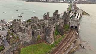 Day 14 - Flight over stunning Castell Conwy North Wales, with views of town and river Conwy.