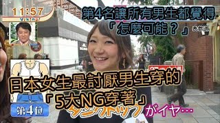 日本女生最討厭男生穿的「5大NG穿著」，第4名讓所有男生都覺得「怎麼可能？」！ ｜審美觀｜嚴格｜電視台｜fujitv｜東京｜街頭｜異口同聲｜無法接受｜宅男風｜背心｜運動裝｜超短褲｜牛郎裝