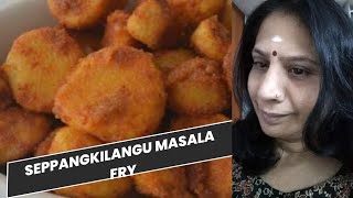 Seppankizhangu Masala Roast Recipe | Crispy \u0026 Spicy Arbi Fry | Brindas Samayal