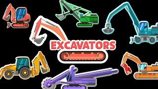 Excavators | Kids' Picture Show | Construction Vehicles | Bucket Wheel Excavator, Backhoe loader