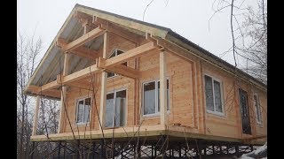 Одноэтажный дом шале со вторым светом на р.Свияге из Двойного бруса. Казань.