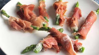 Prosciutto -wrapped asparagus with goat cheese#cooking #recipe #food #chicken #appetizer