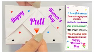 DIY: SURPRISE MESSAGE CARD For Women’s Day /Pull Tab Origami Envelope Card/ Letter Folding Origami