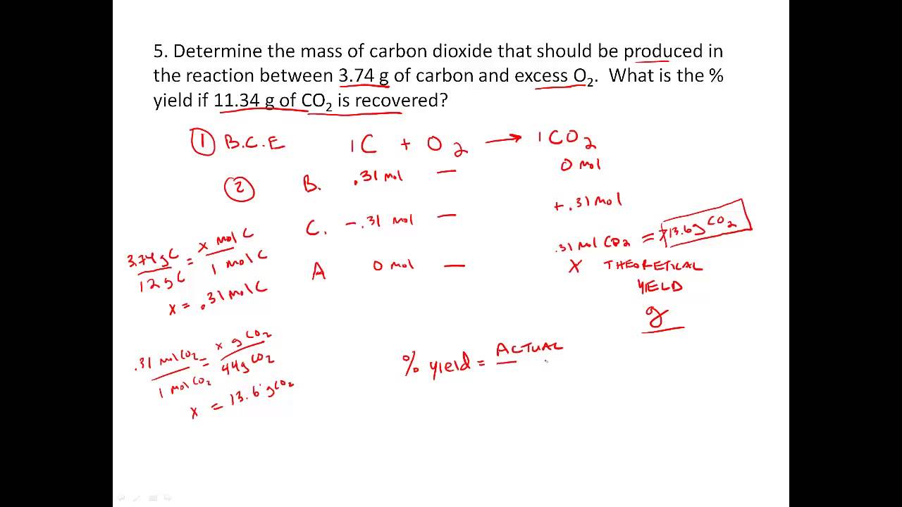 Limiting Reagent And Percent Yield Practice