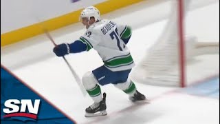 Canucks' Anthony Beauvillier Tips Puck Past Ilya Sorokin To Score In First Game vs. Islanders