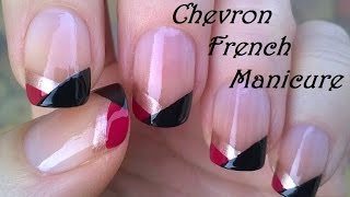 Chevron FRENCH MANICURE Tutorial - NO TOOL Nail Art Design!