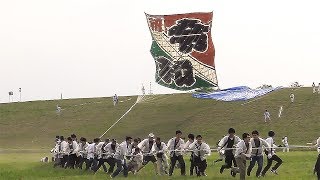 「令和」「元年」の大凧あがる　埼玉・春日部