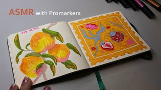 Fill a SKETCHBOOK pages with me │Old Alcohol-based MARKERS│no talking, no music │ASMR