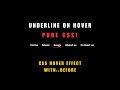 🔥 Amazing CSS Underline Hover Effect Using:: before | CSS Menu Hover Animation Tutorial