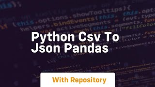 python csv to json pandas