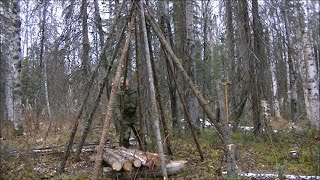 【Survival shelter for Winter Part 1】Bowsaw , Gransfors , BahcoSaw , Barkriver  , ローストビーフ、インディアンシェルター