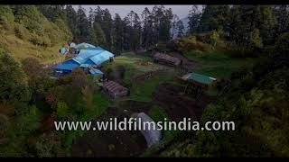 Top view of the beautiful Deurali village in the Kaski District of Nepal