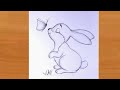 Simple and easy pencil drawing of bunny with butterfly || butterfly drawing with rabbit ||simpleart