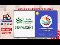 Lotería Nacional Gana Más y Florida Lottery en VIVO │Lunes 2 de diciembre 2024  – 2:30 PM