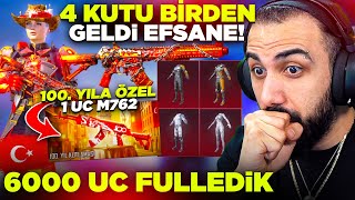 OYUNDA İLK! 4 EFSANE KUTU BİRDEN GELDİ! CUMHURİYETİN 100. YILINA ÖZEL 1 UC M762!! | PUBG MOBILE