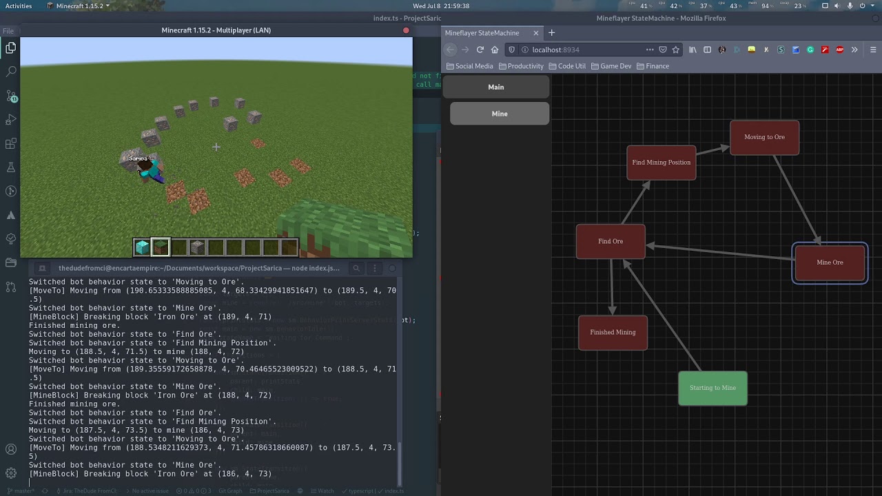 Mineflayer State Machine Mining Test Youtube