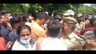 ABVP protest against the brutality and lathi charge done by Ramban Police on students outside Div.Co