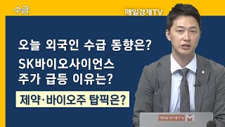 [수급] 오늘 외국인 수급 동향은? SK바이오사이언스 주가 급등 이유는? 제약·바이오주 탑픽은?