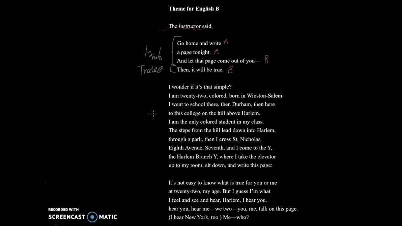 Langston Hughes, Theme For English B - YouTube