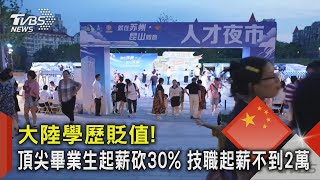 中國大陸學歷貶值! 美媒:頂尖畢業生起薪砍30% 技職起薪不到2萬｜TVBS新聞