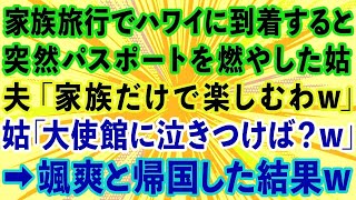 【スカッとする話】家族旅行でハワイに到着すると、突然パスポートを燃やされた私。夫「家族だけで楽しんでくるw」義母「大使館にでも泣きつけw」→私が颯爽と帰国した結果w【感動する話】