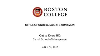 BC's Carroll School of Management Webinar | April 18, 2020