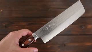 【増谷 訓生】 菜切包丁 (165ｍｍ）VG1鋼 槌目 洋柄~Masutani Kunio Santoku Nashiji Western handle~