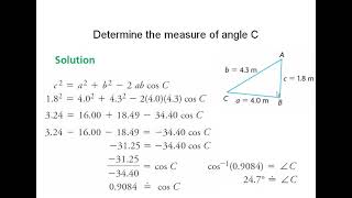 Canadian grade 10 math, unit trigonometry 05, cosine law