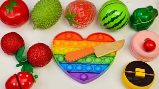 Satisfying Video | Cutting Wooden Fruit and Vegetables ASMR | Mixing Banana Tomato Apple Squishy