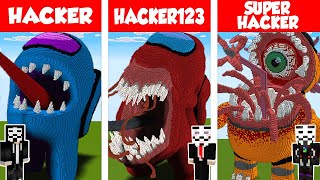 Minecraft HACKER vs HACKER vs HACKER: AMONG US HOUSE BUILD CHALLENGE in Minecraft / Animation